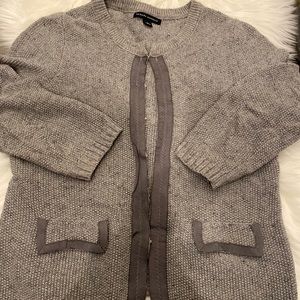 Grey Banana Republic cardigan w/ ribbon trim
